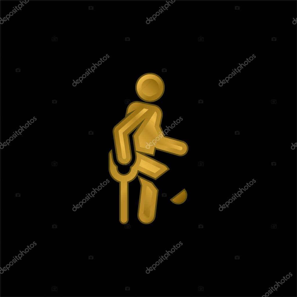 Accident gold plated metalic icon or logo vector