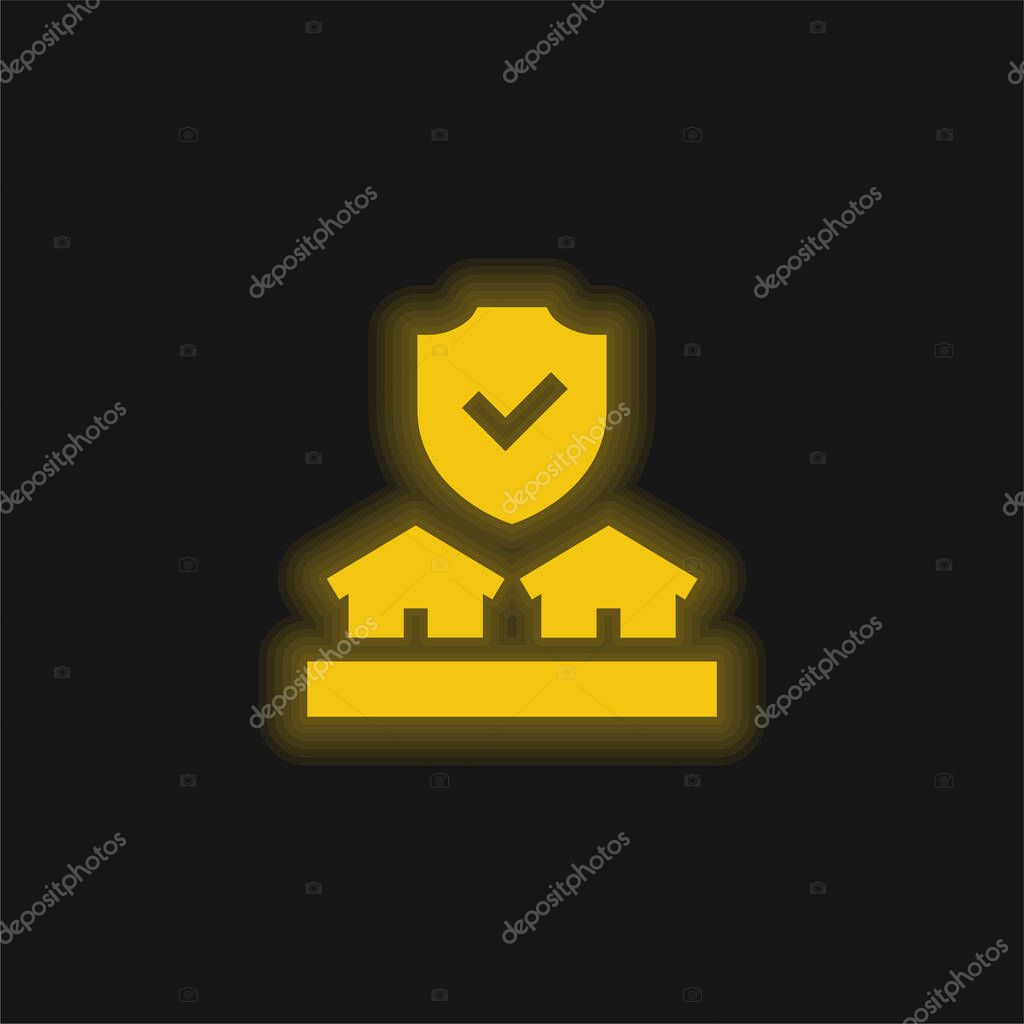 Auction yellow glowing neon icon