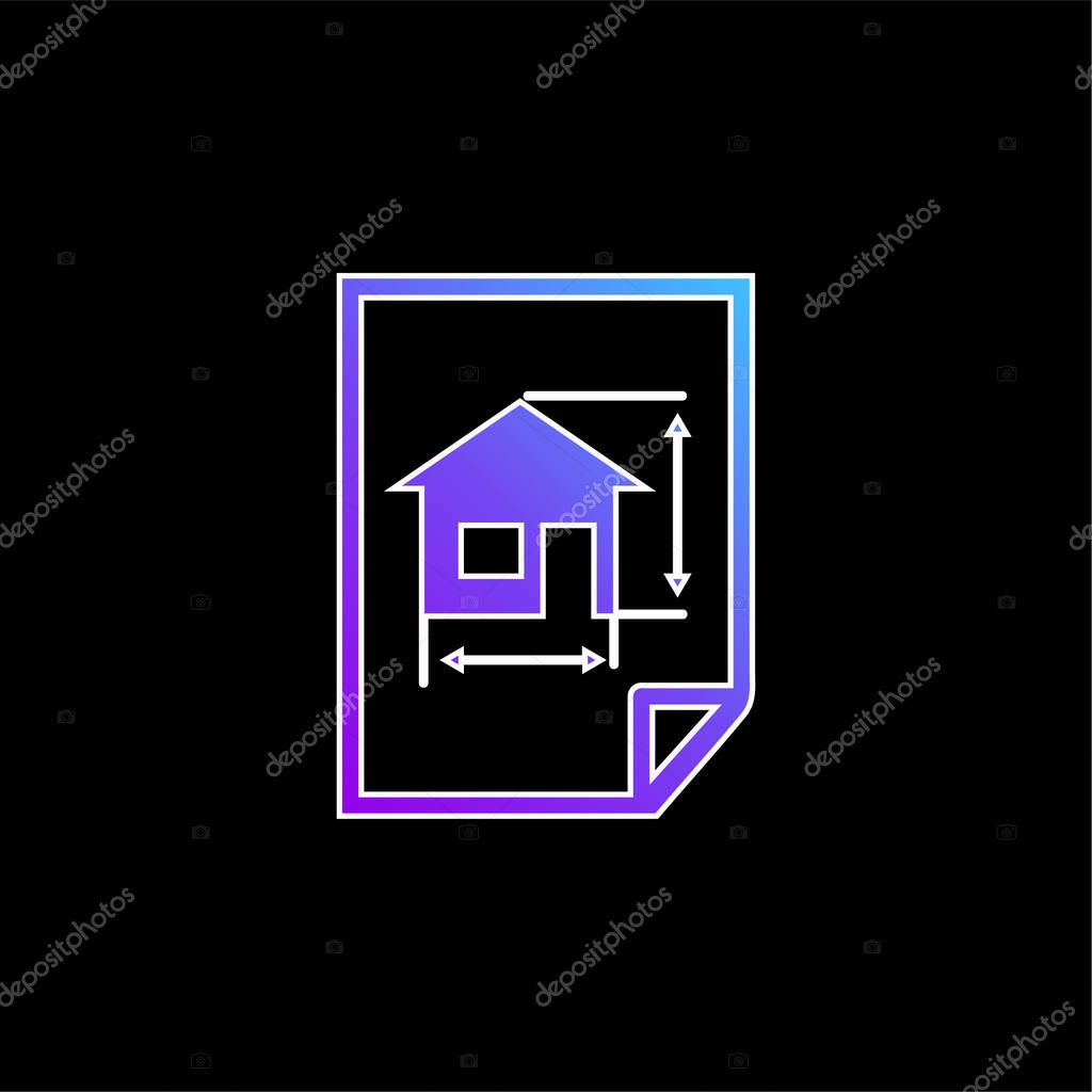 Architecture Draw Of A House On A Paper blue gradient vector icon