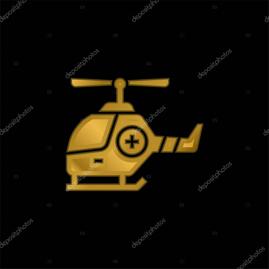 Air Ambulance gold plated metalic icon or logo vector
