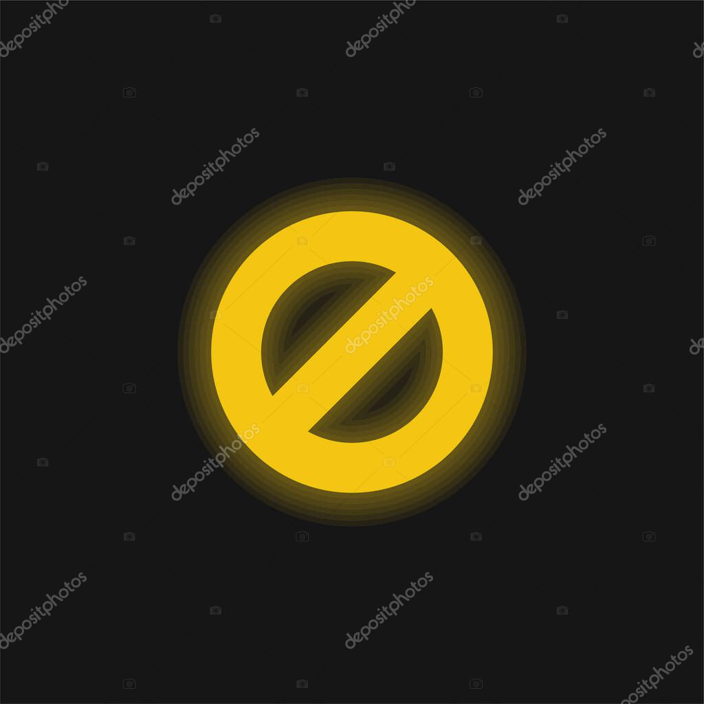 Block yellow glowing neon icon