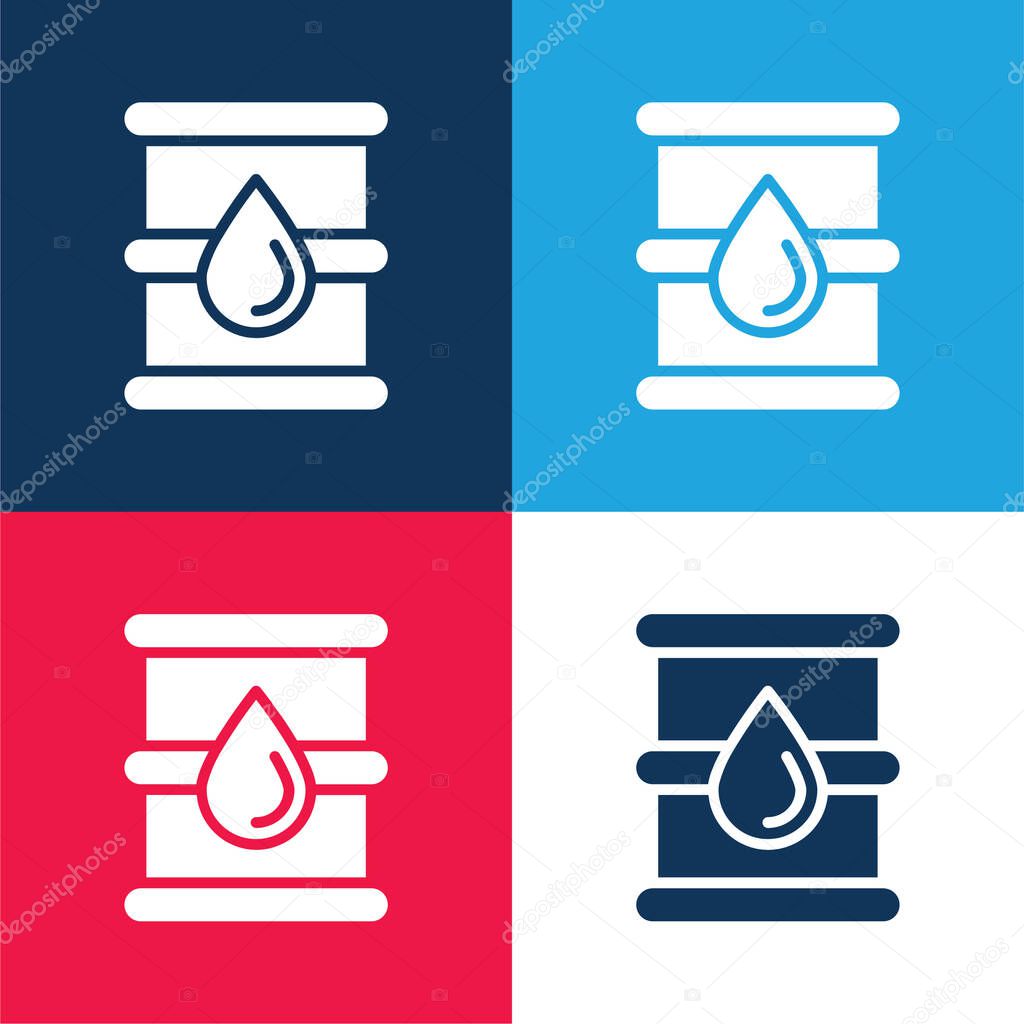 Barrel blue and red four color minimal icon set