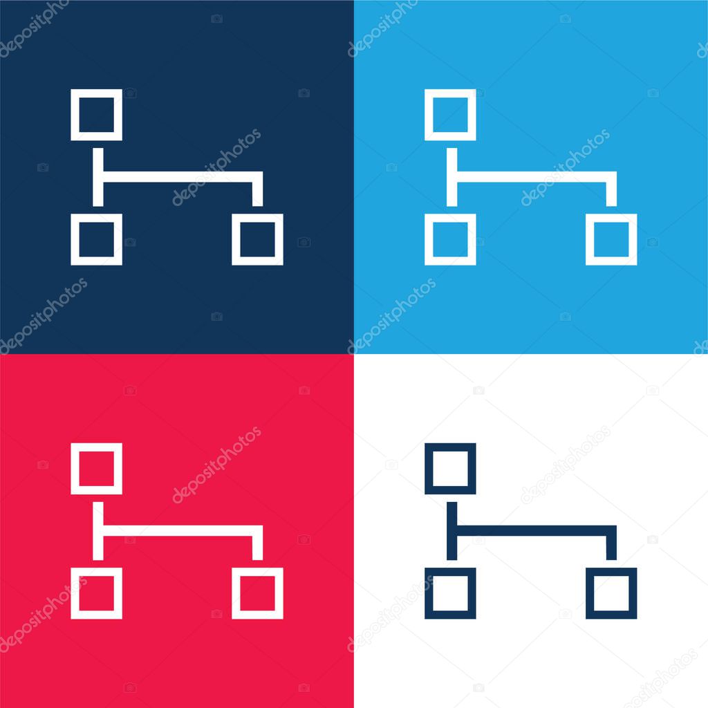 Block Scheme Of Squares blue and red four color minimal icon set