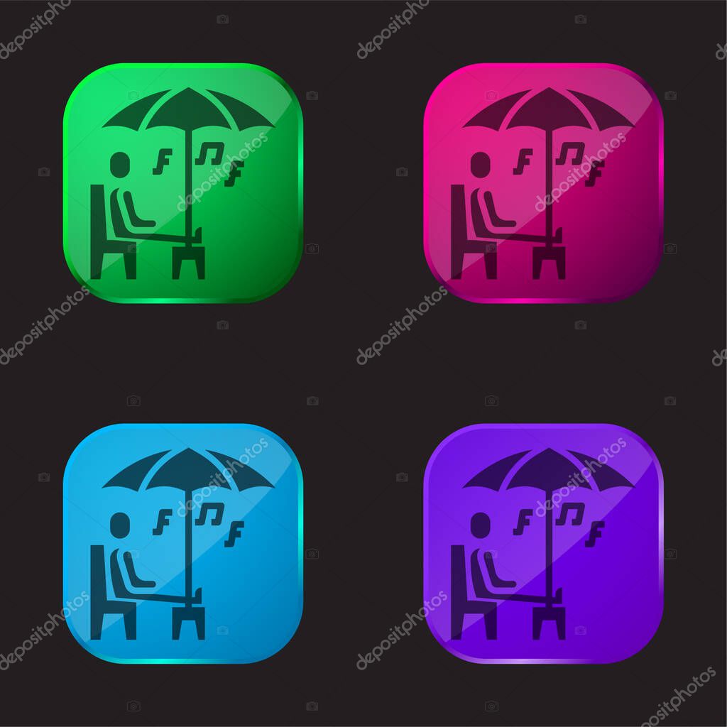Bench four color glass button icon