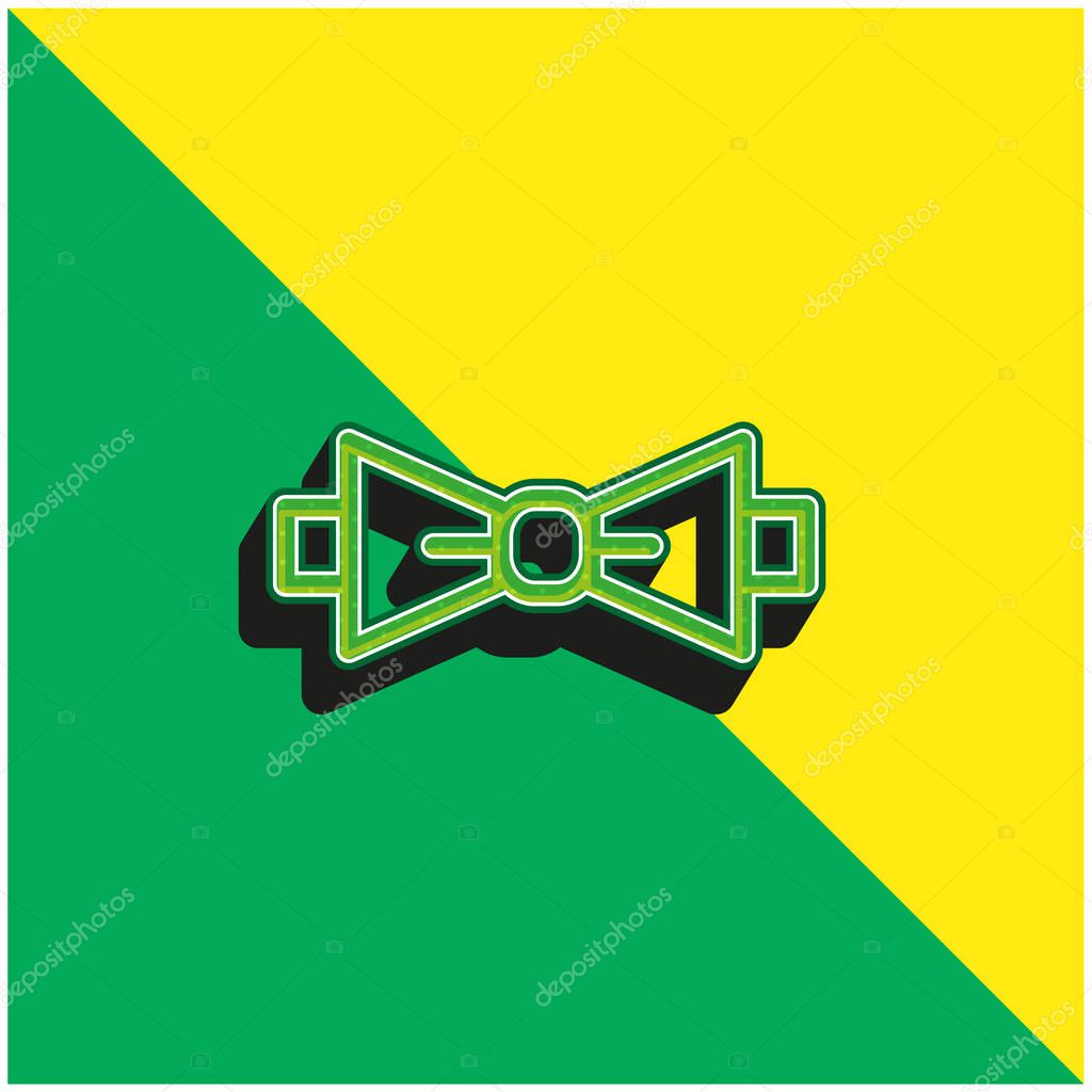Bow Tie Green and yellow modern 3d vector icon logo