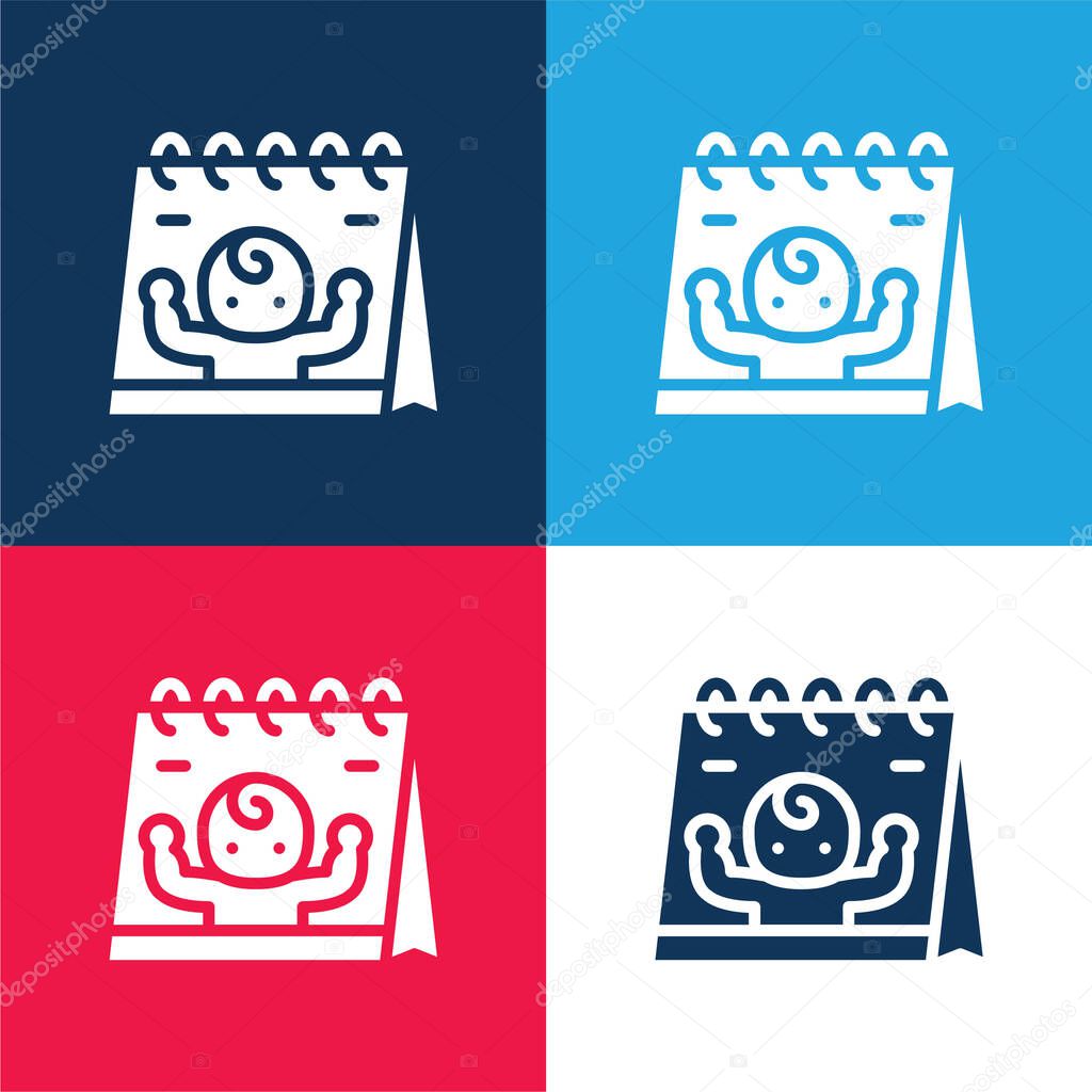 Born blue and red four color minimal icon set