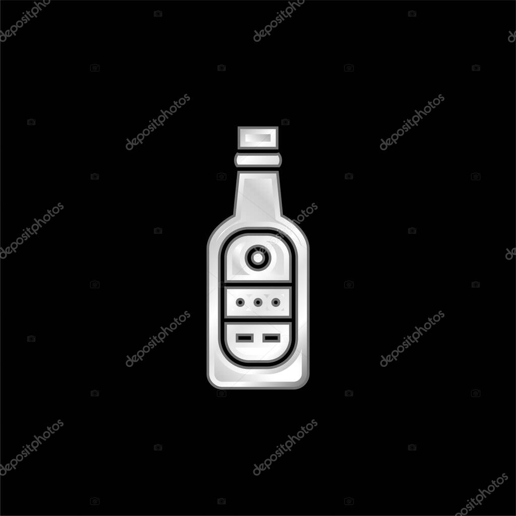 Beer silver plated metallic icon