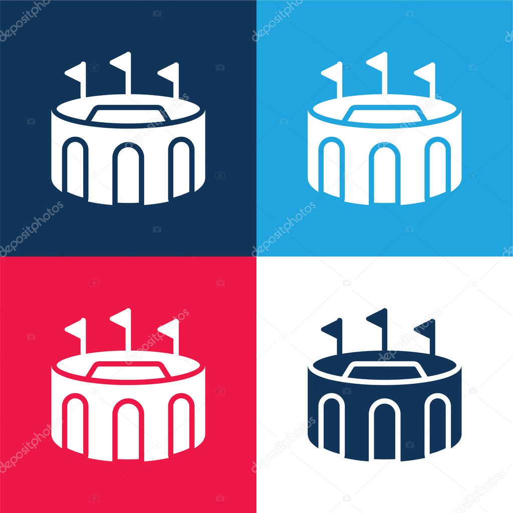 Arena blue and red four color minimal icon set