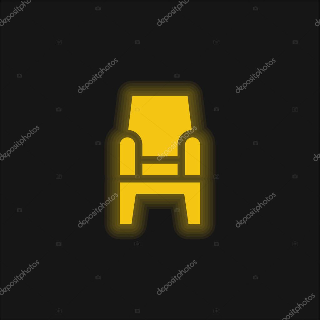 Armchair yellow glowing neon icon