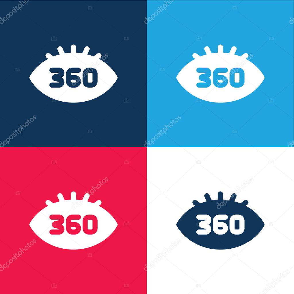 360 Degrees blue and red four color minimal icon set