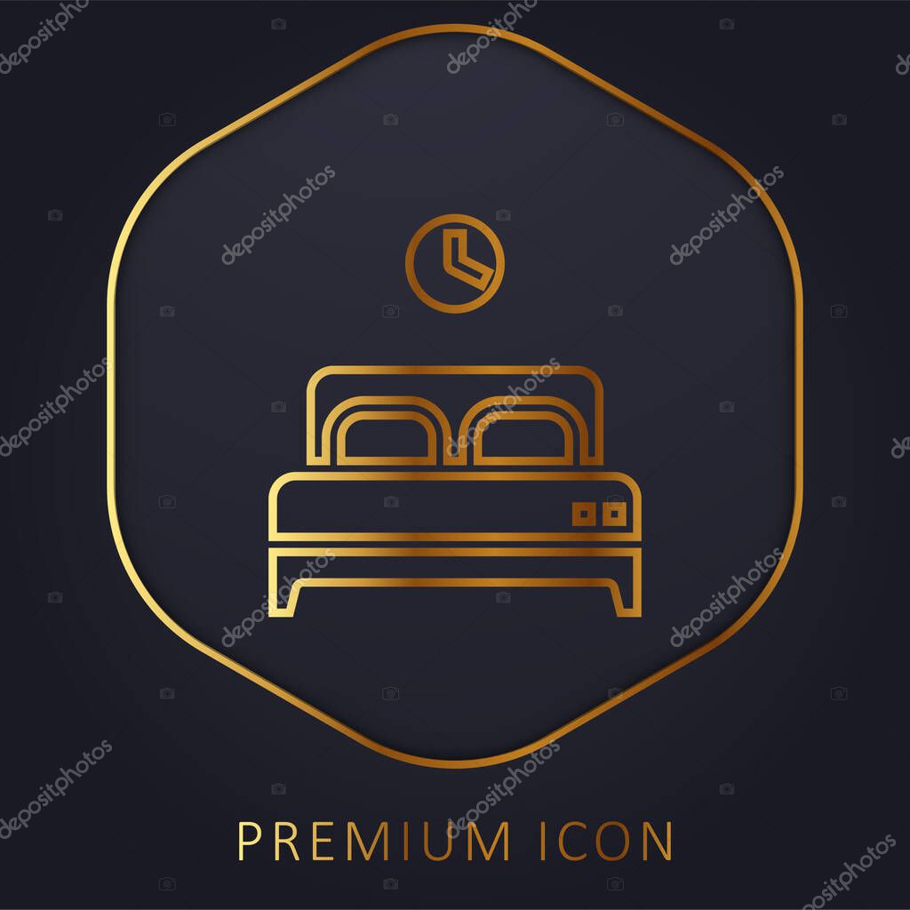 Bed golden line premium logo or icon