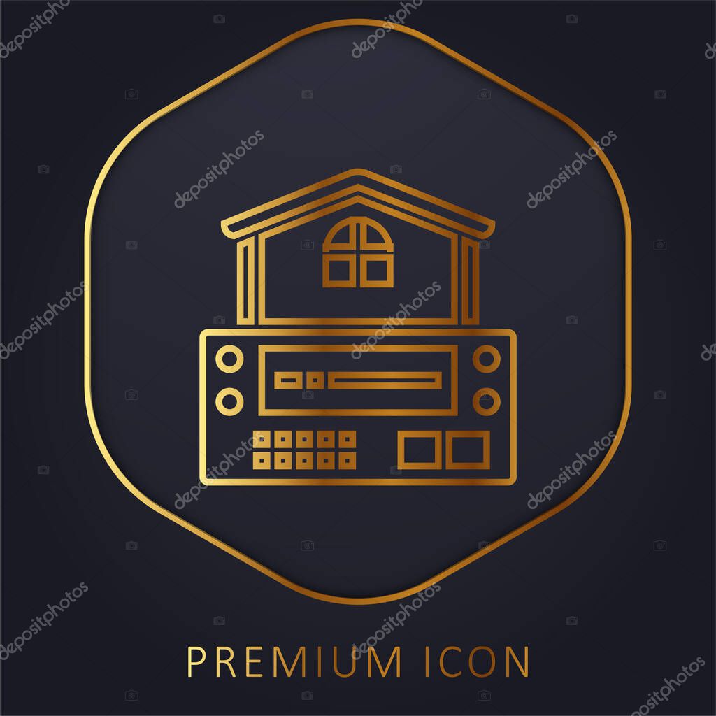 Alarm System golden line premium logo or icon