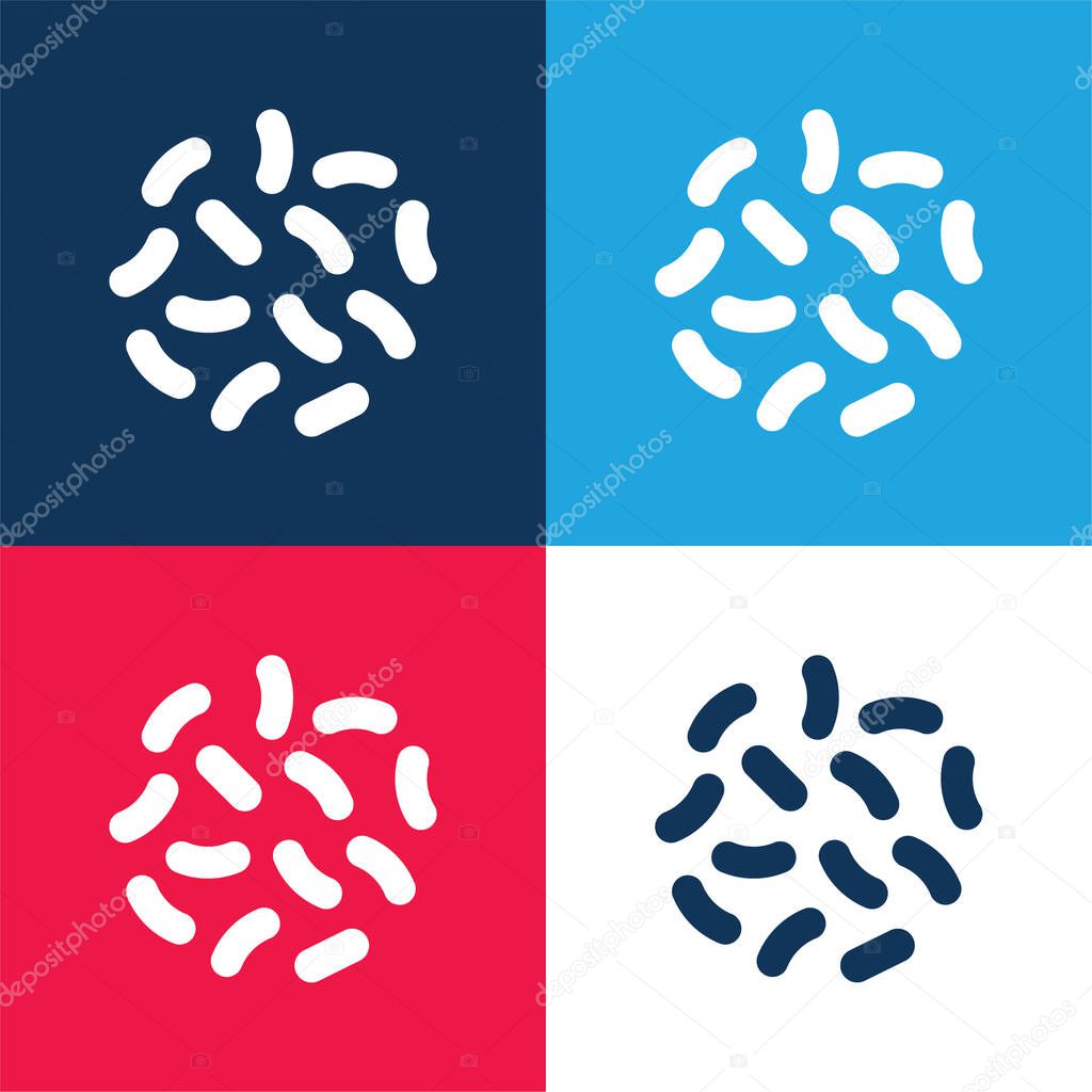 Bacteria blue and red four color minimal icon set
