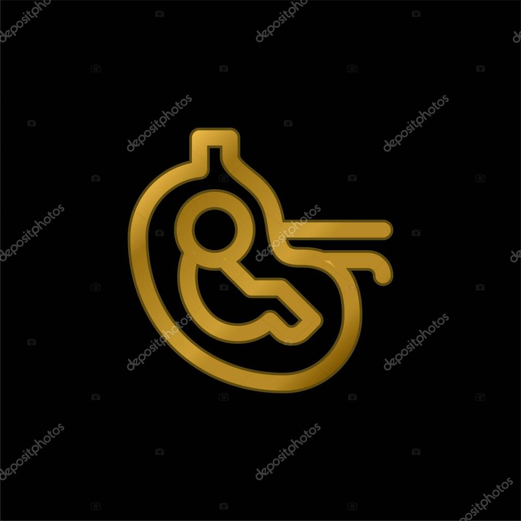 Baby gold plated metalic icon or logo vector