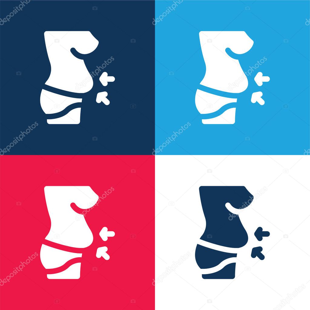 Belly blue and red four color minimal icon set