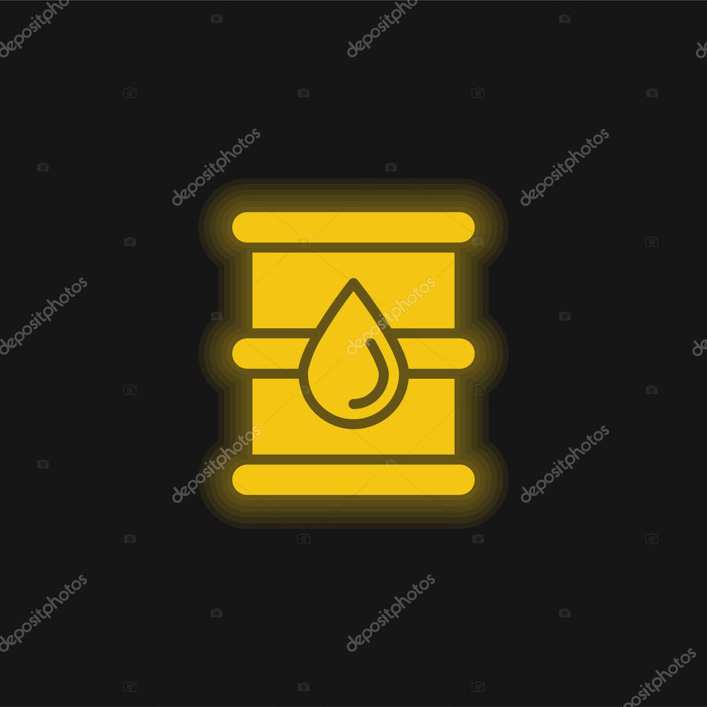 Barrel yellow glowing neon icon