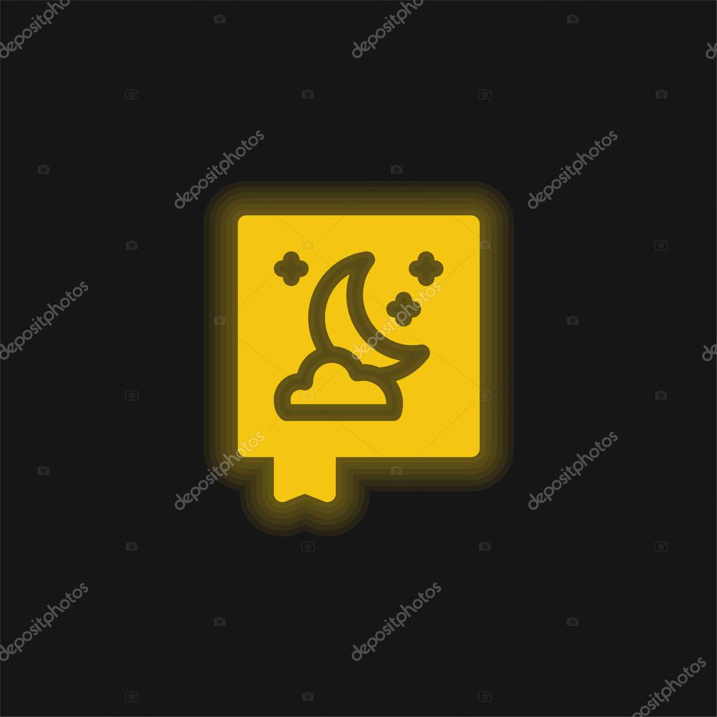 Book yellow glowing neon icon