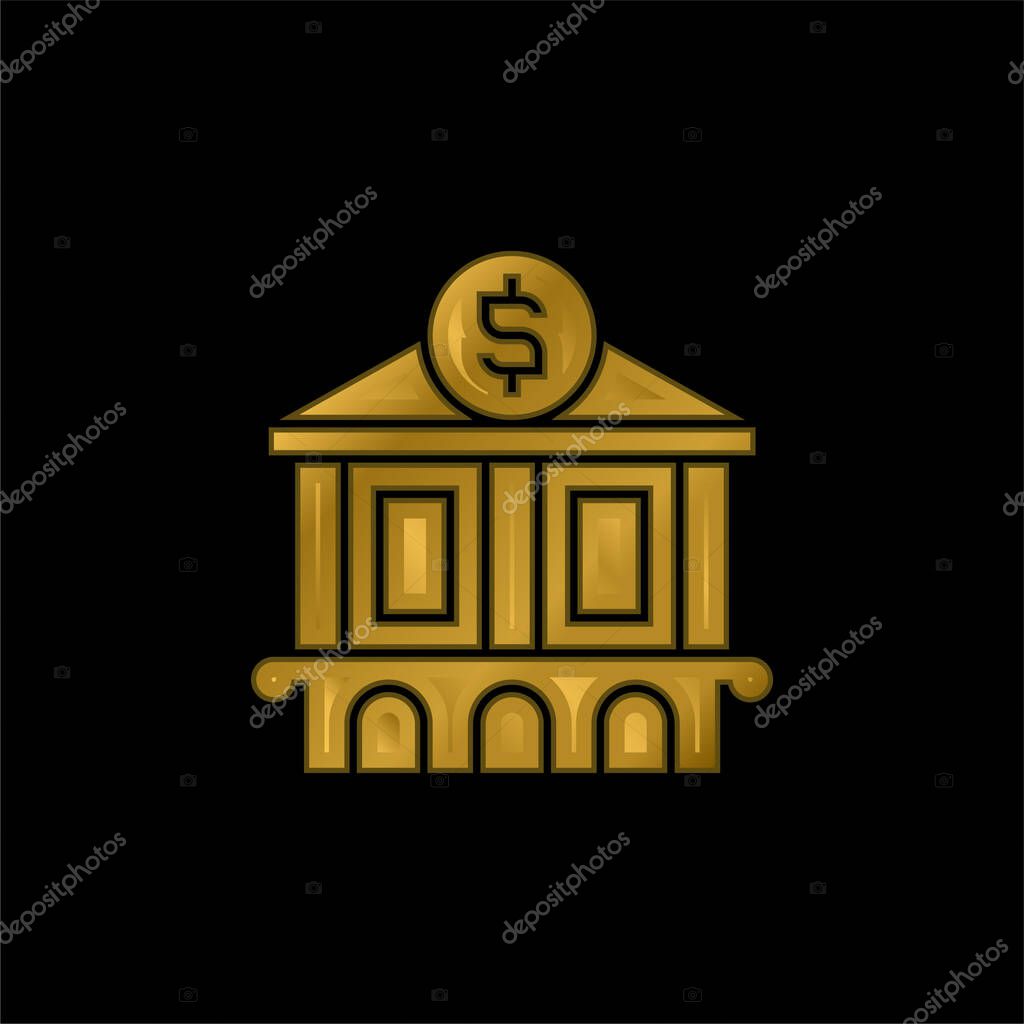 Bank gold plated metalic icon or logo vector