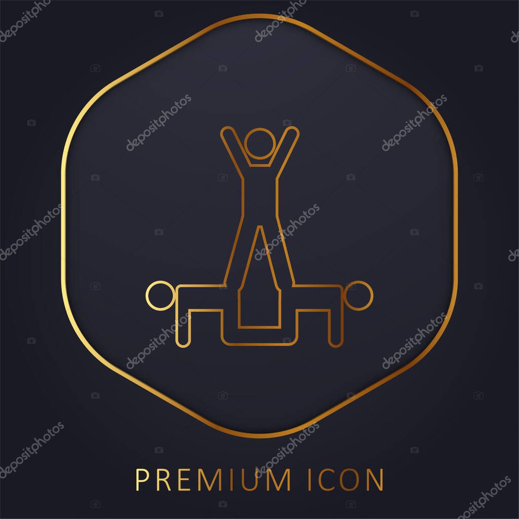 Acrobatics Acrobats Group Silhouette golden line premium logo or icon