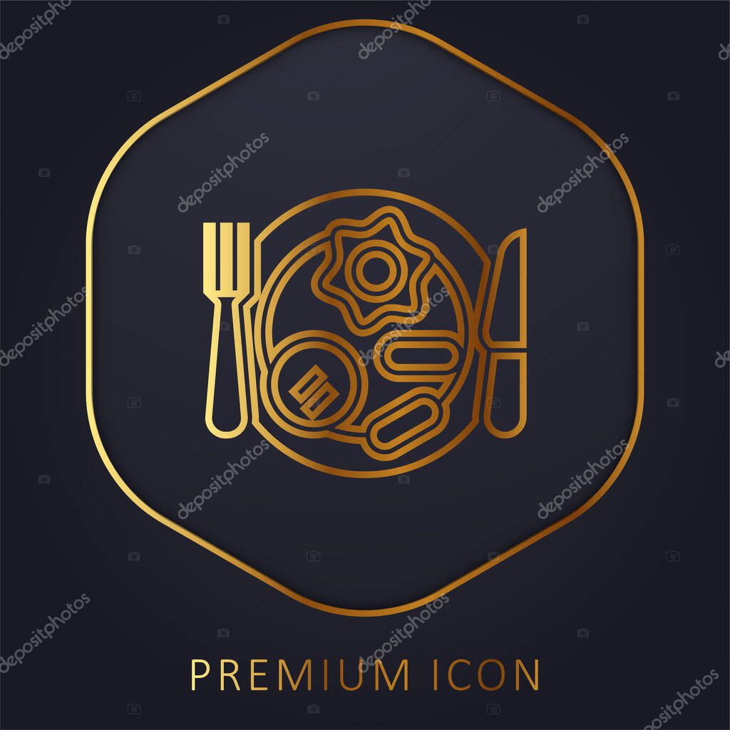 Breakfast golden line premium logo or icon