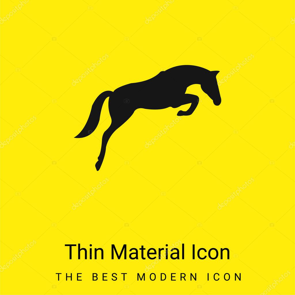 Black Jumping Horse With Face Looking To The Ground minimal bright yellow material icon