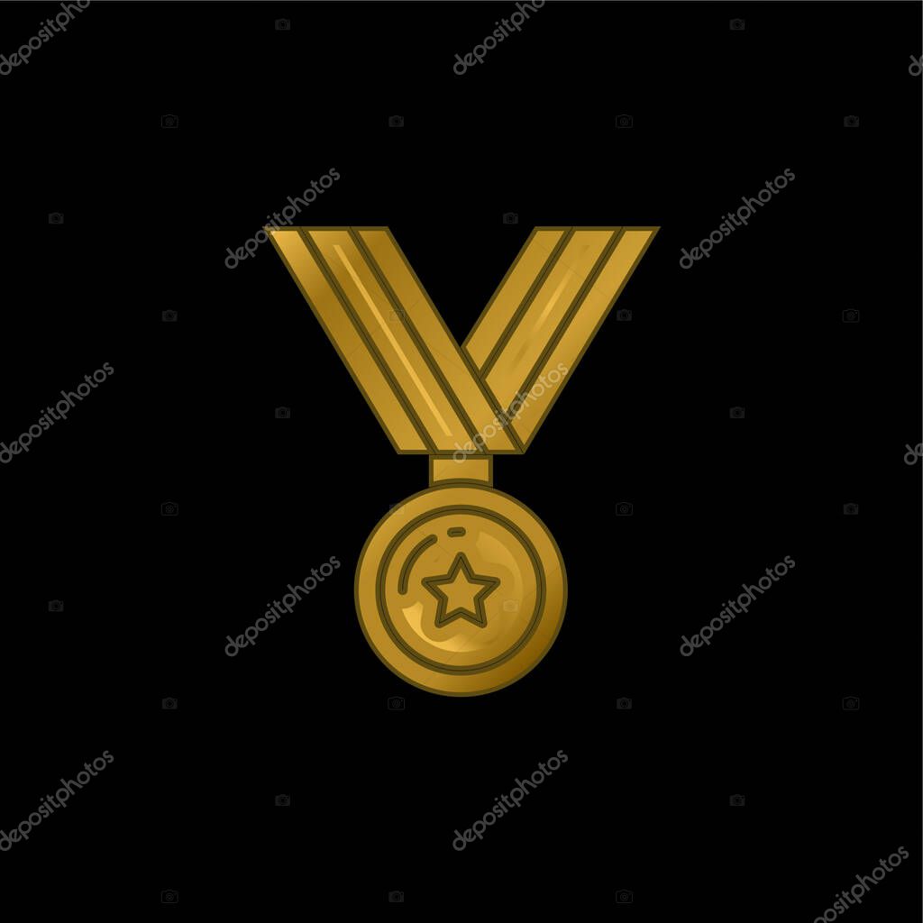Award gold plated metalic icon or logo vector