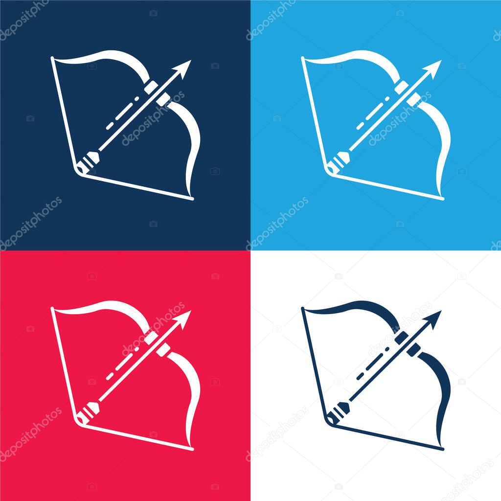 Bow And Arrow blue and red four color minimal icon set
