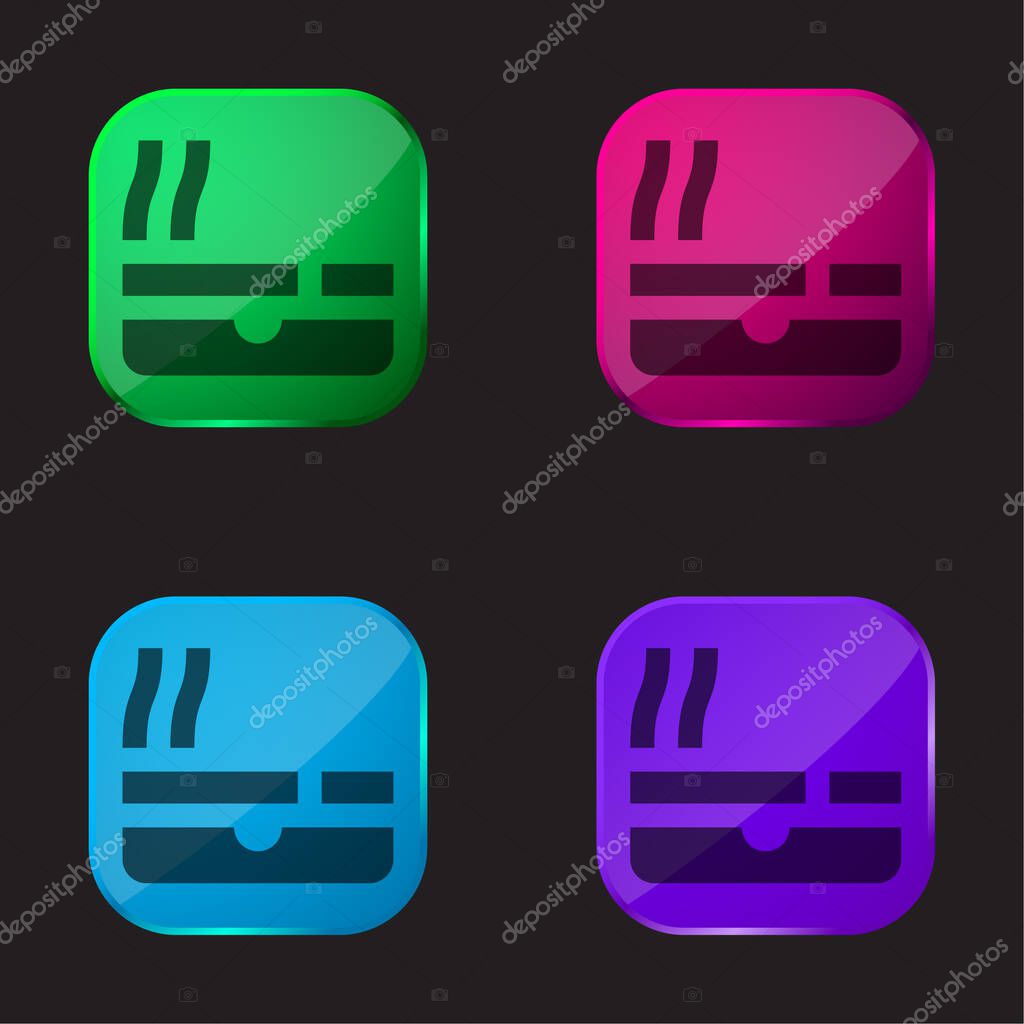 Ashtray four color glass button icon