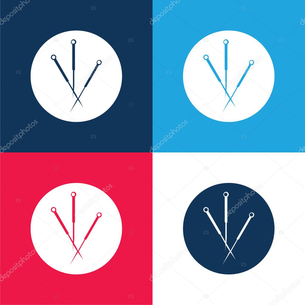 Acupuncture Needles In A Circle blue and red four color minimal icon set