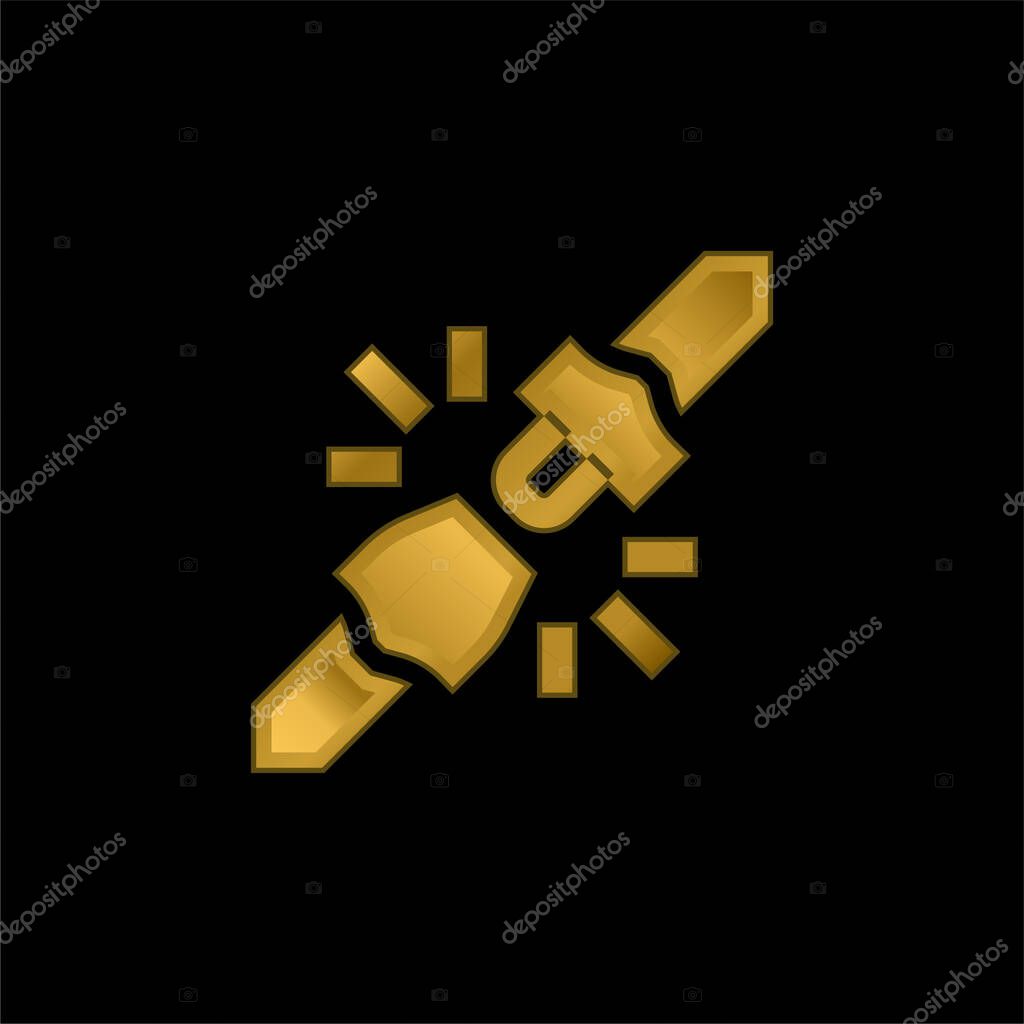 Belt gold plated metalic icon or logo vector