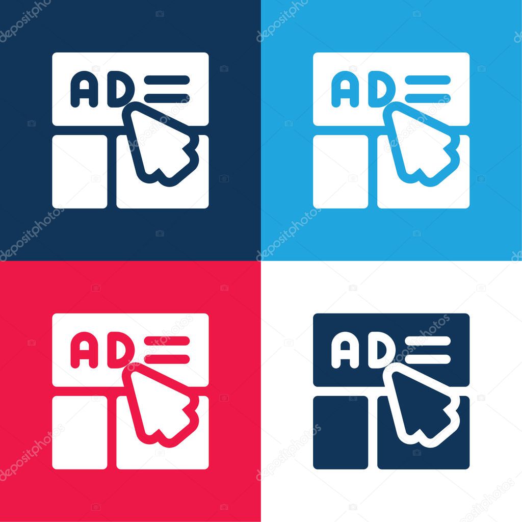 Advertisement blue and red four color minimal icon set