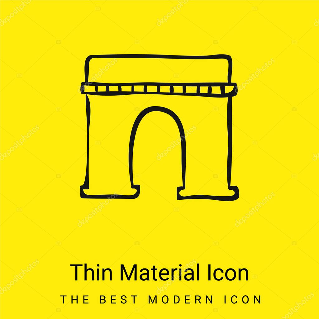 Arch Monumental Outlined Hand Drawn Construction minimal bright yellow material icon