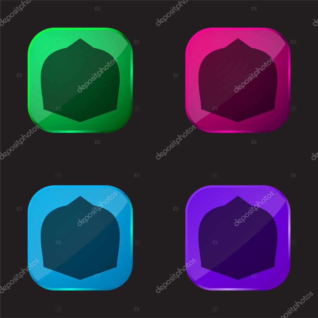 Black War Shield four color glass button icon