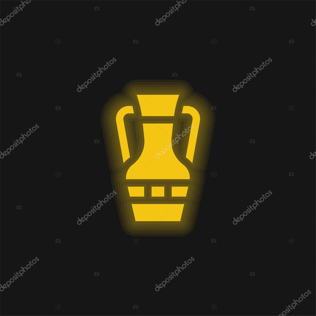 Amphora yellow glowing neon icon