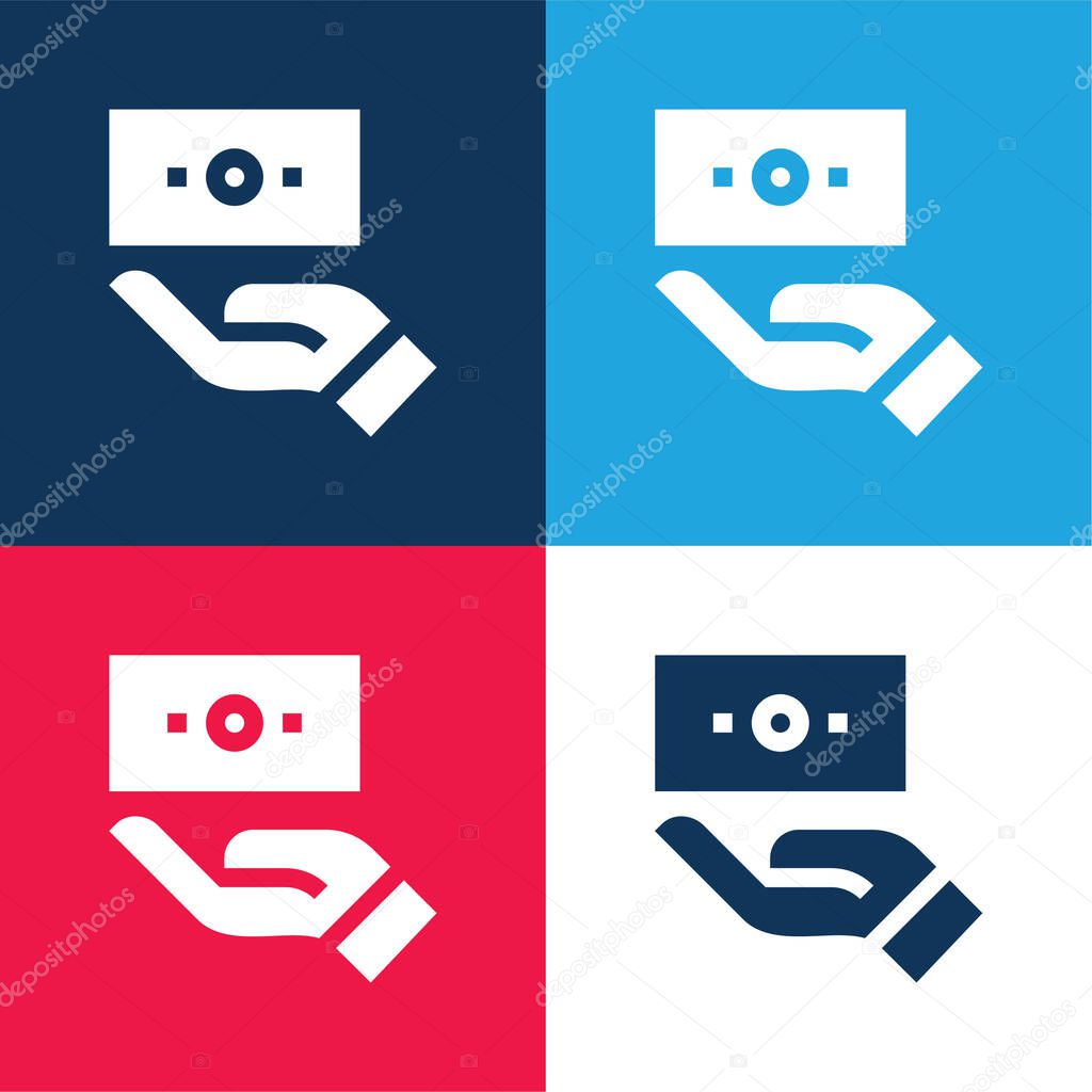 Bill blue and red four color minimal icon set