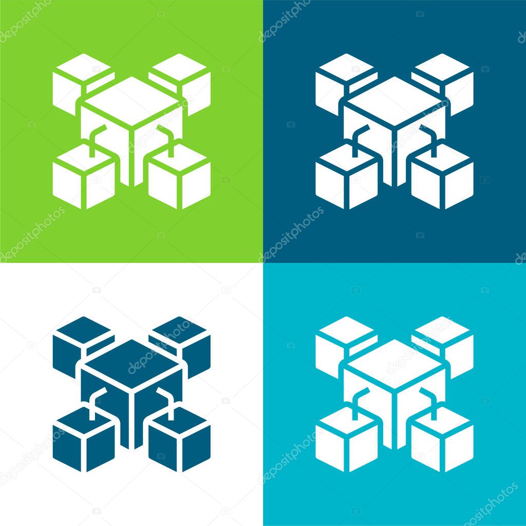 Blockchain Flat four color minimal icon set