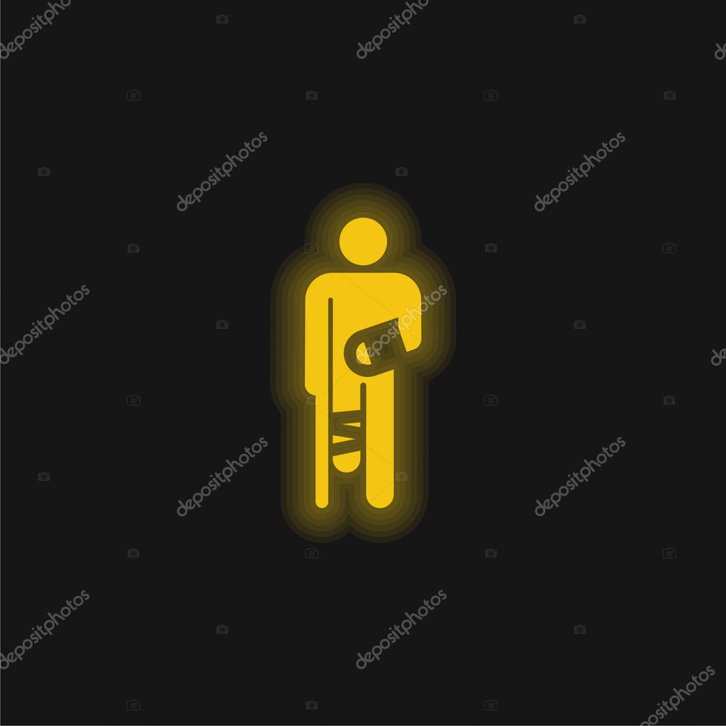 Accident yellow glowing neon icon