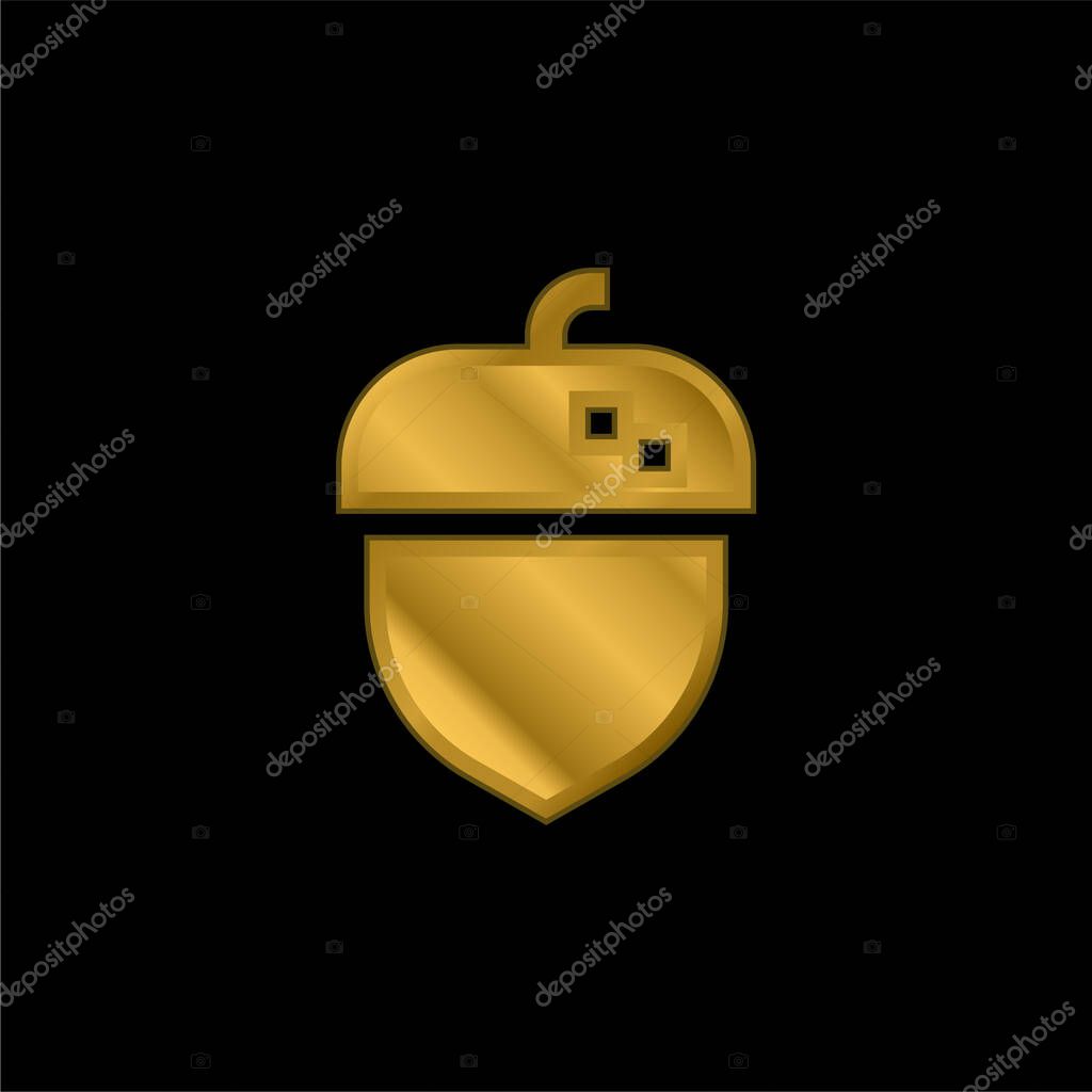 Acorn gold plated metalic icon or logo vector