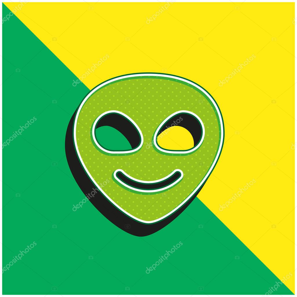 Alien Green and yellow modern 3d vector icon logo