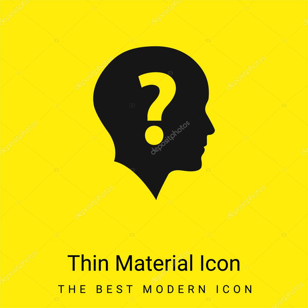 Bald Head With Question Mark minimal bright yellow material icon