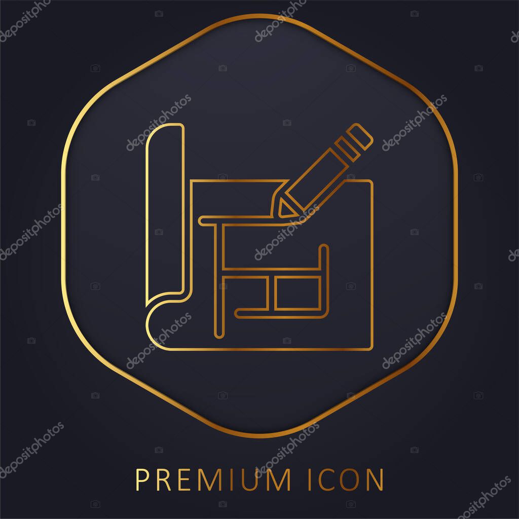 Blueprint golden line premium logo or icon