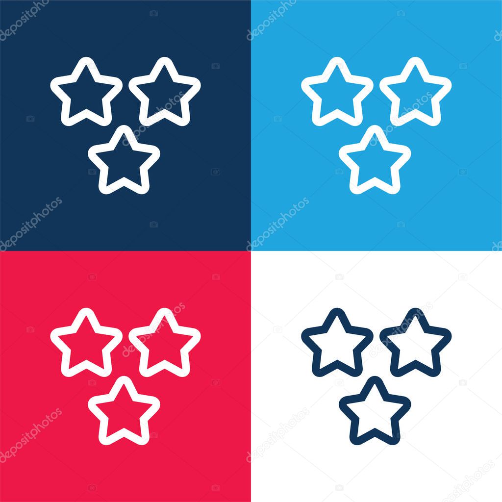 3 Stars Outlines blue and red four color minimal icon set