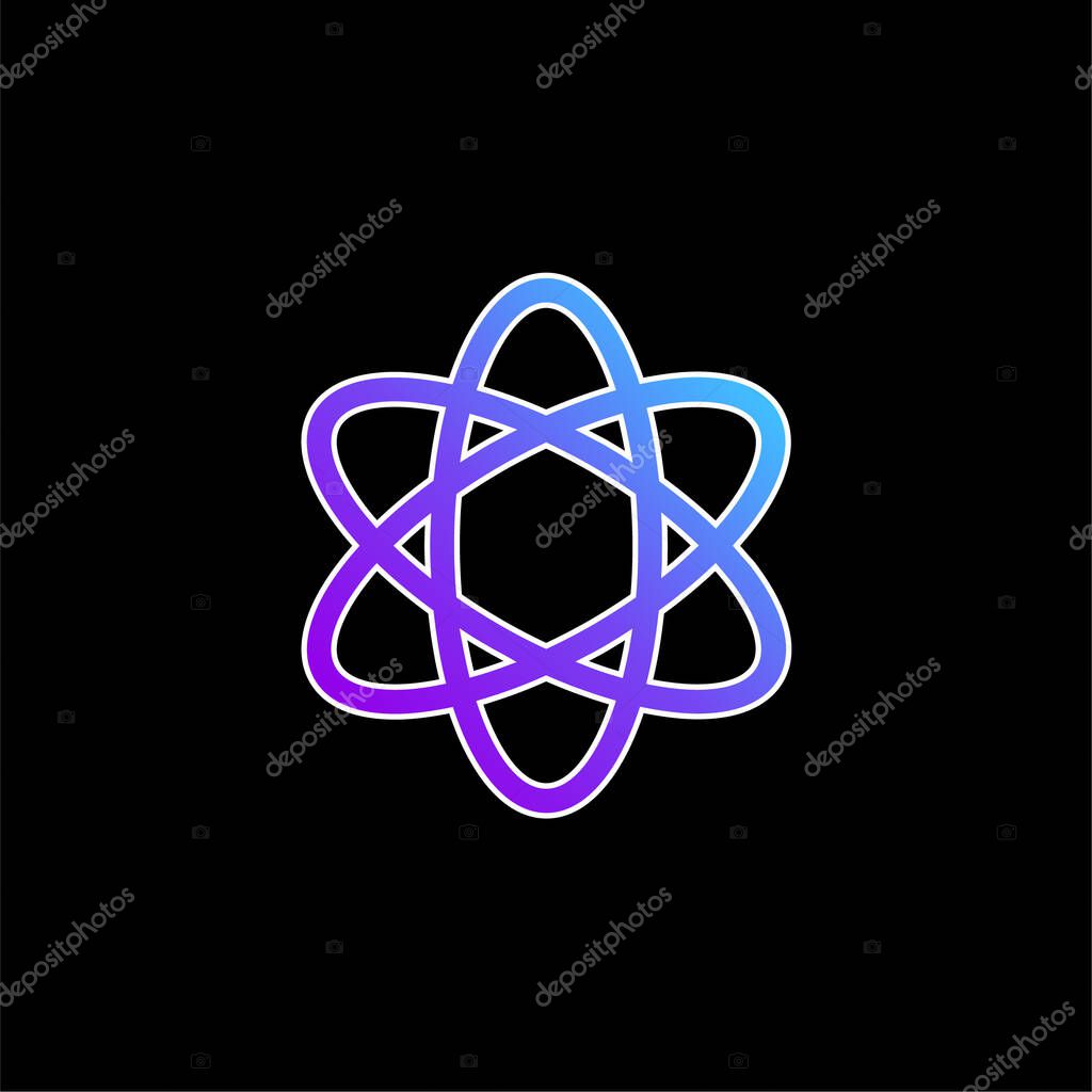 Atom Shape. Science blue gradient vector icon