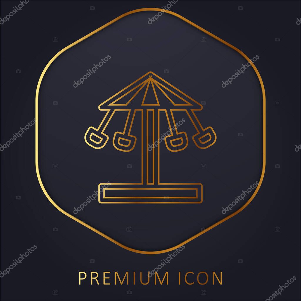 Amusement Park golden line premium logo or icon