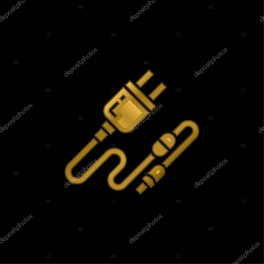 Battery gold plated metalic icon or logo vector