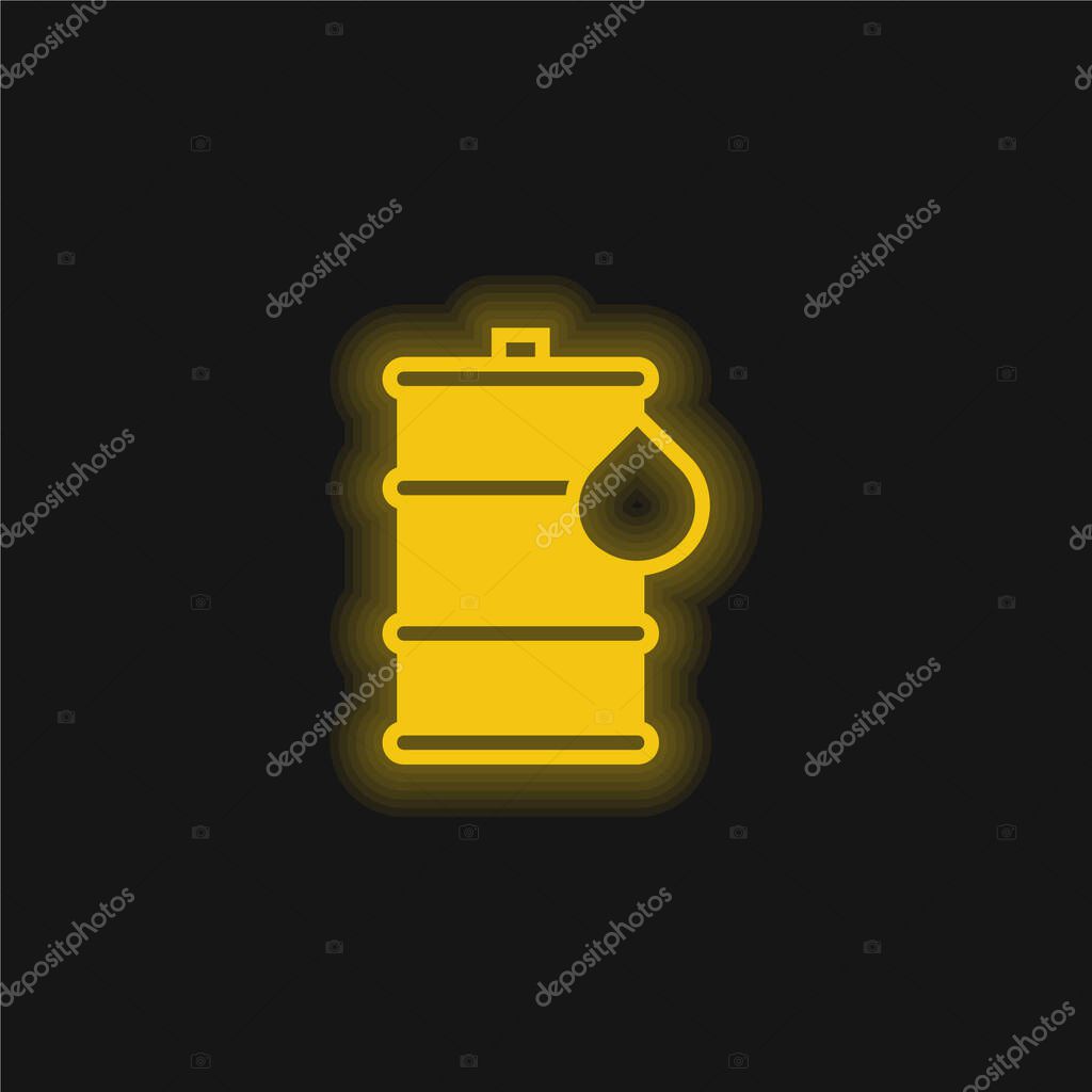 Barrel yellow glowing neon icon