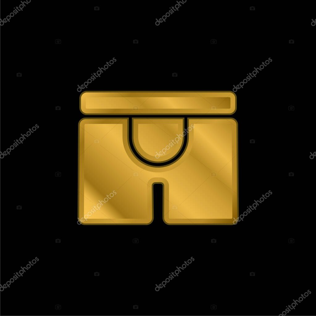 Boxers gold plated metalic icon or logo vector