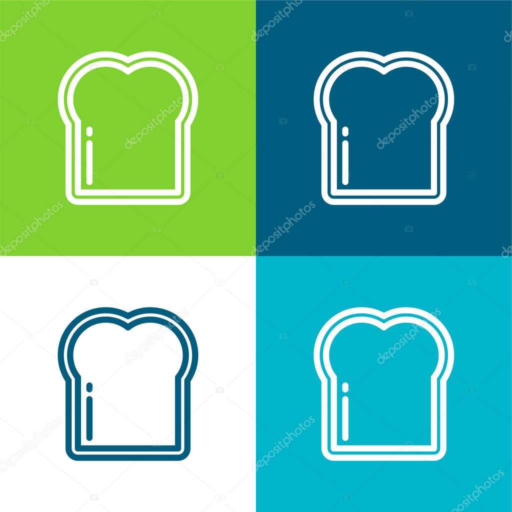 Bread Flat four color minimal icon set