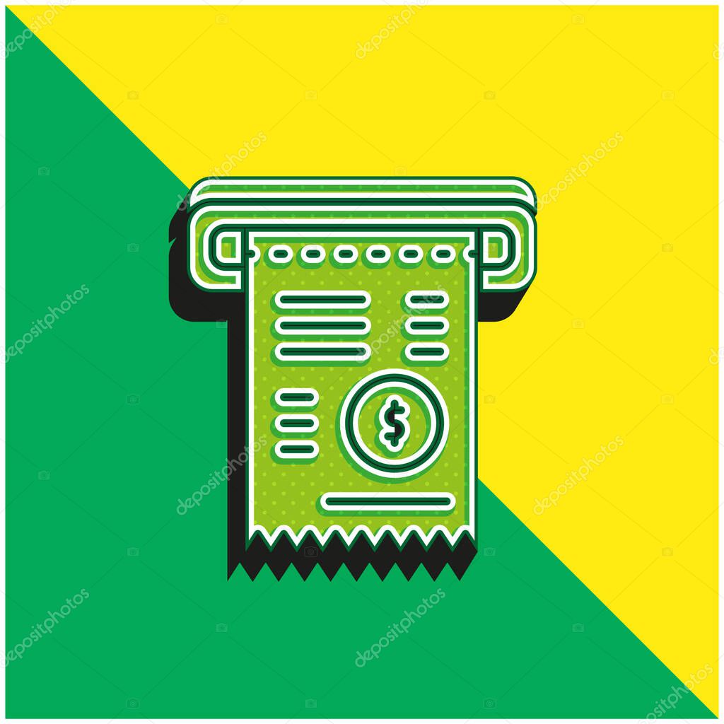Bill Green and yellow modern 3d vector icon logo