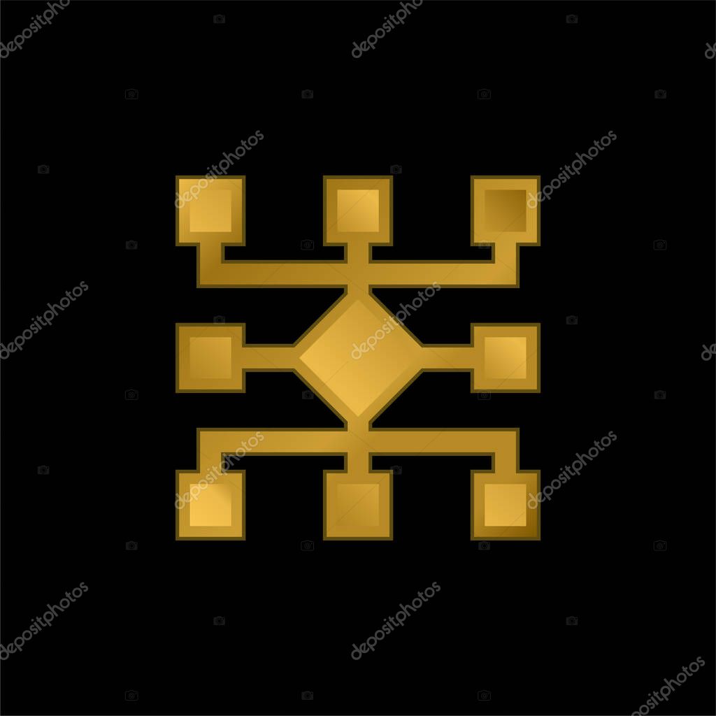 Algorithm gold plated metalic icon or logo vector